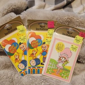 Vintage Reed Party Invitations Retro Clown Girl Paper Fun Girl Boy Birthday